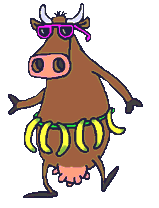 moose dancing in a banana skirt